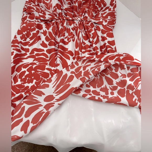 NWOT ALRED ANGELO SPAGHETTI STRAP CORAL & WHITE KNEE LENGTH DRESSY DRESS. SZ 16 - Picture 10 of 10